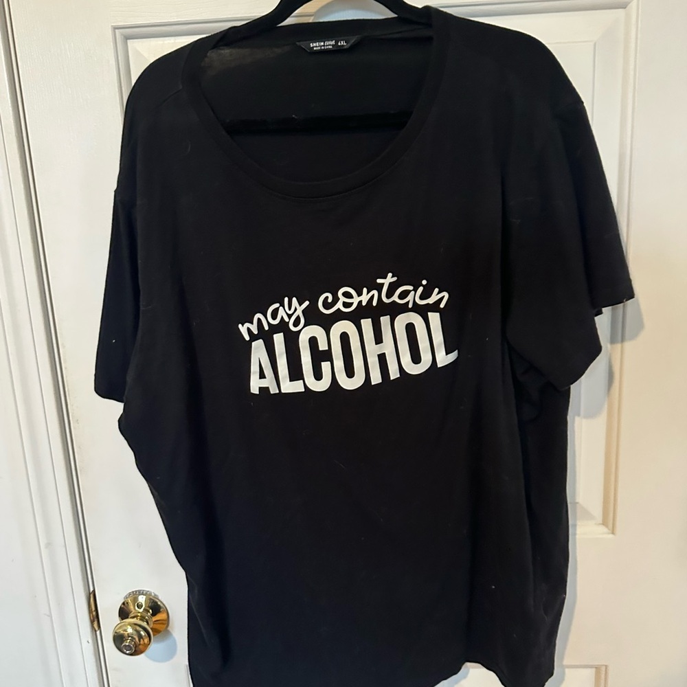 SHEIN Black Tee with White Print